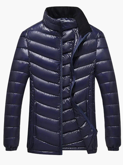 Męska pikowana kurtka zimowa w stylu puchowym plus size, casualowa kurtka outdoor na co dzień i na czas wolny