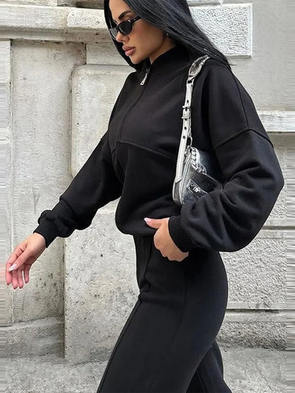 Tuta oversize da donna due pezzi con pantaloni larghi e giacca – Outfit streetwear moderno
