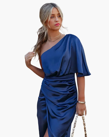 Robe de soirée midi asymétrique femme – Robe élégante une épaule pour occasions spéciales