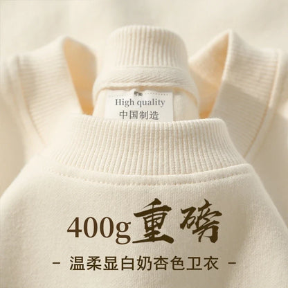 Unisex-sweatshirt med lange ærmer og rund hals, foret basic-overdel
