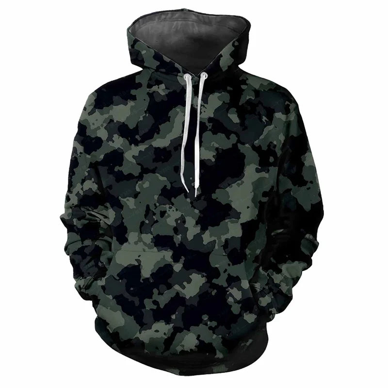 Hoodie Camouflage-Muster Kapuzenpullover mit Kängurutasche