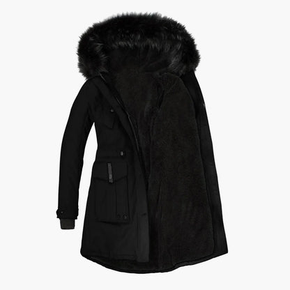 Giacca invernale da donna stile vintage con cappuccio e collo in pelliccia – Elegante cappotto per tutti i giorni e tempo libero