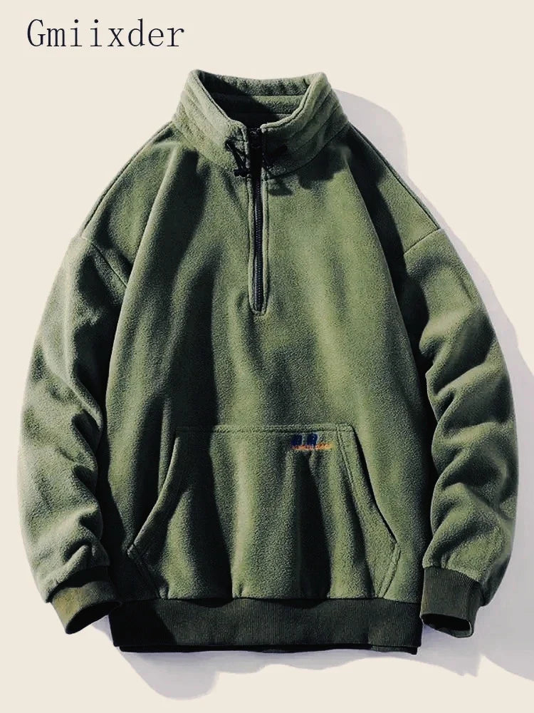 Unisex Fleecejacke mit Stehkragen und Reißverschluss