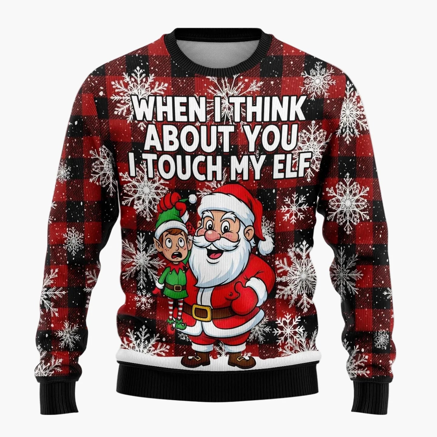 Męski zabawny świąteczny sweter Ugly Christmas Sweater z figlarnym Mikołajem na imprezy