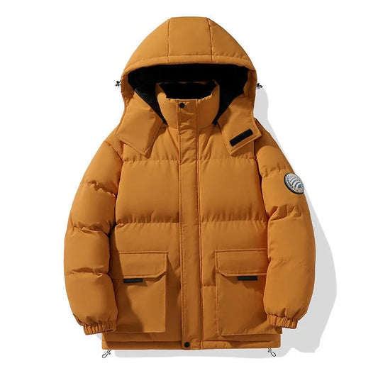 Winter Steppjacke mit Kapuze für Herren, Senfgelb