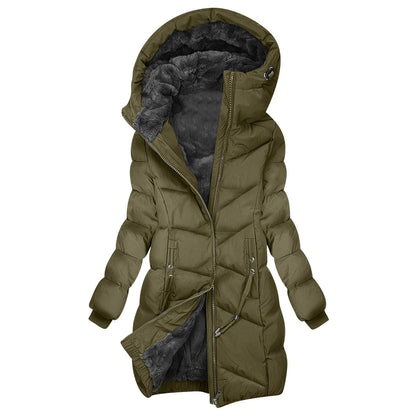Manteau matelassé d'hiver pour femme avec capuche – Élégant manteau long pour les jours froids
