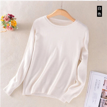 Pullover basic da donna a girocollo, a maniche lunghe, in maglia