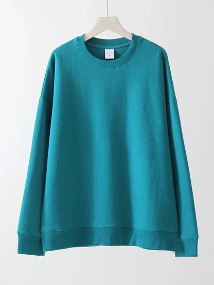 Felpa unisex oversize a maniche lunghe con scollo rotondo, tinta unita