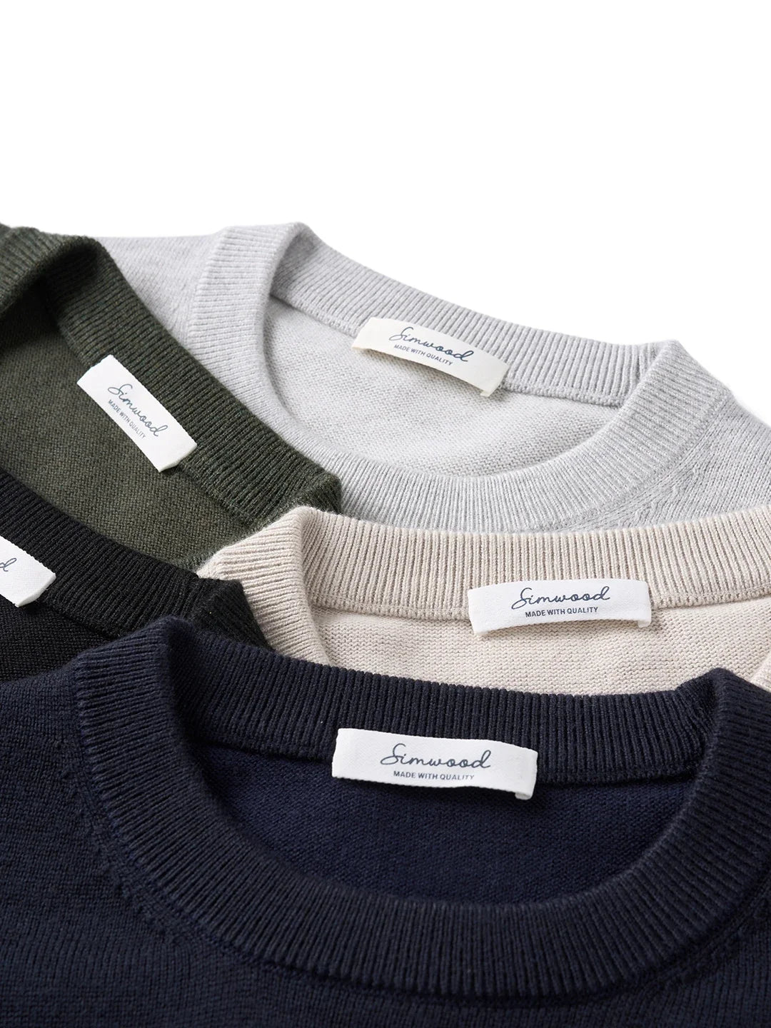 Unisex Langarm Pullover Rundhals schlicht gerippte Bündchen unifarben