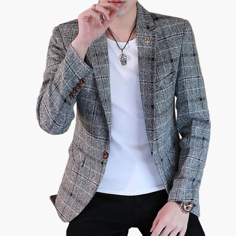 Heren blazer slim fit geruit modern business vrijetijdsjas