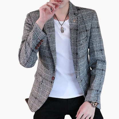 Heren blazer slim fit geruit modern business vrijetijdsjas