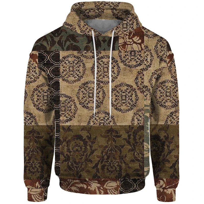 Sudadera con capucha y estampado de patchwork - Jersey estampado
