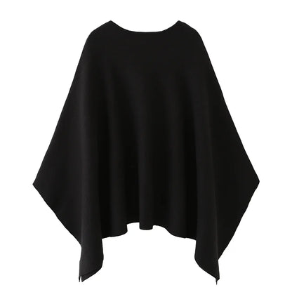 Damen Poncho Pullover V-Ausschnitt Weiches Material in Braun und Schwarz