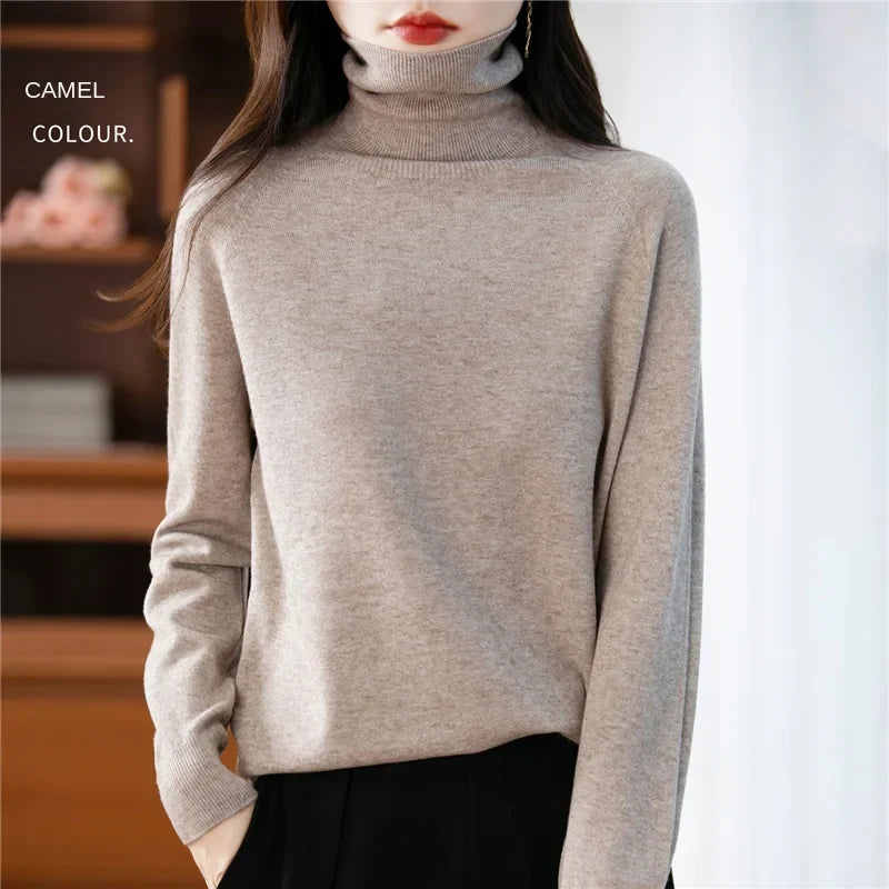 Dolcevita da donna a maniche lunghe, in maglia fine, modello basic