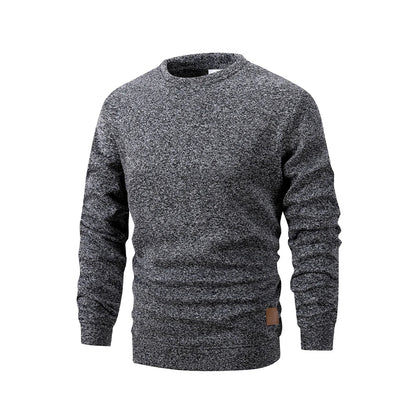 Pull homme à col rond, effet chiné, sweat-shirt à manches longues