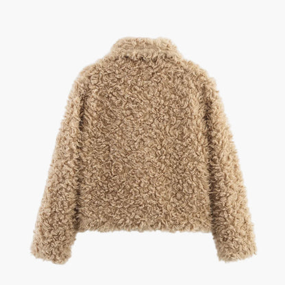 Dam teddyjacka i vintage-look – Moderiktig kort jacka för höst och vinter
