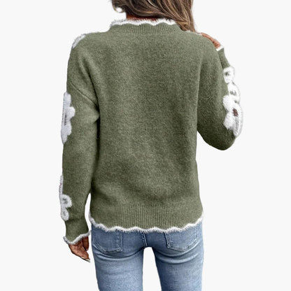 Pull femme à motif floral, pull en maille mode style décontracté – idéal pour le quotidien et les loisirs