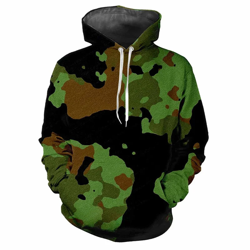 Hoodie Camouflage-Muster Kapuzenpullover mit Kängurutasche