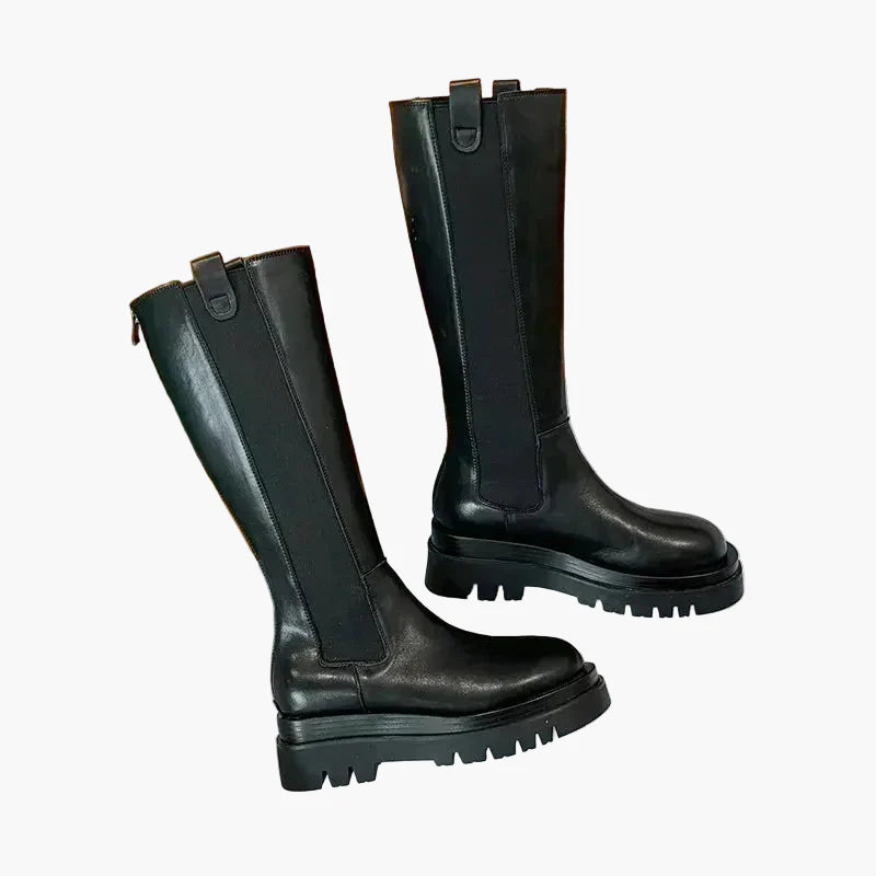 Damen Stiefel mit hohem Schaft und Chunky-Sohle – Modische Alltags-Boots für Herbst & Winter