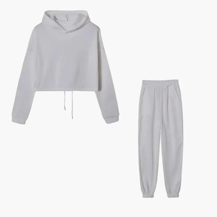 Tuta da tempo libero da donna due pezzi – Felpa con cappuccio alla moda e pantaloni da jogging per tutti i giorni e sport