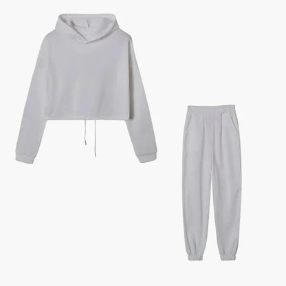 Tuta da tempo libero da donna due pezzi – Felpa con cappuccio alla moda e pantaloni da jogging per tutti i giorni e sport