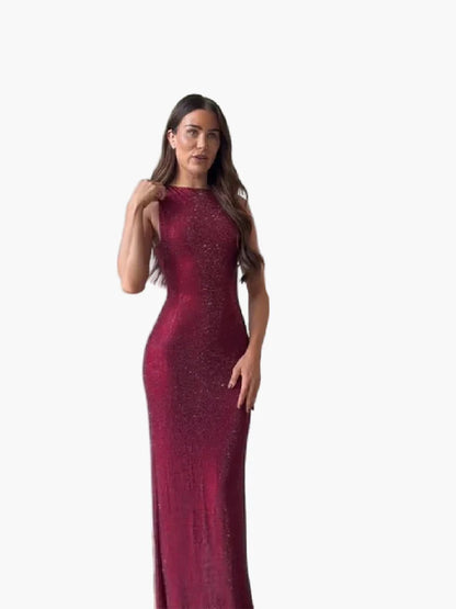 Abito da sera da donna elegante, aderente, scintillante e lungo fino a terra – Perfetto per occasioni festive