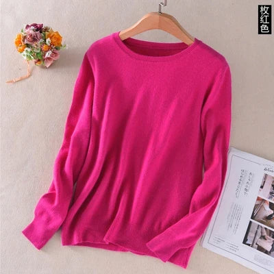 Pullover basic da donna a girocollo, a maniche lunghe, in maglia