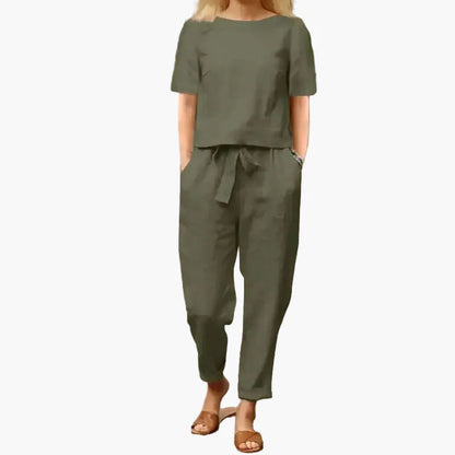 Damen 2-teiliges Freizeitset – Sommer Outfit mit lockerem Oberteil und Hose, ideal für Alltag und Urlaub