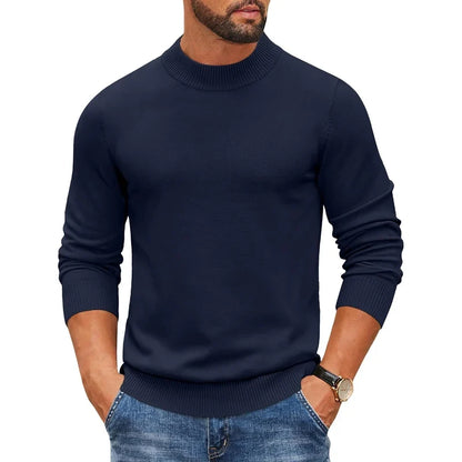 Herren Mock-Neck Pullover Langarm Basic Rollkragen Strickpullover