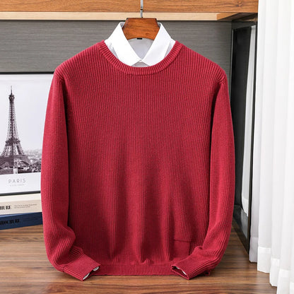 Pull homme à col rond en maille – sweat décontracté à manches longues, disponible en plusieurs couleurs