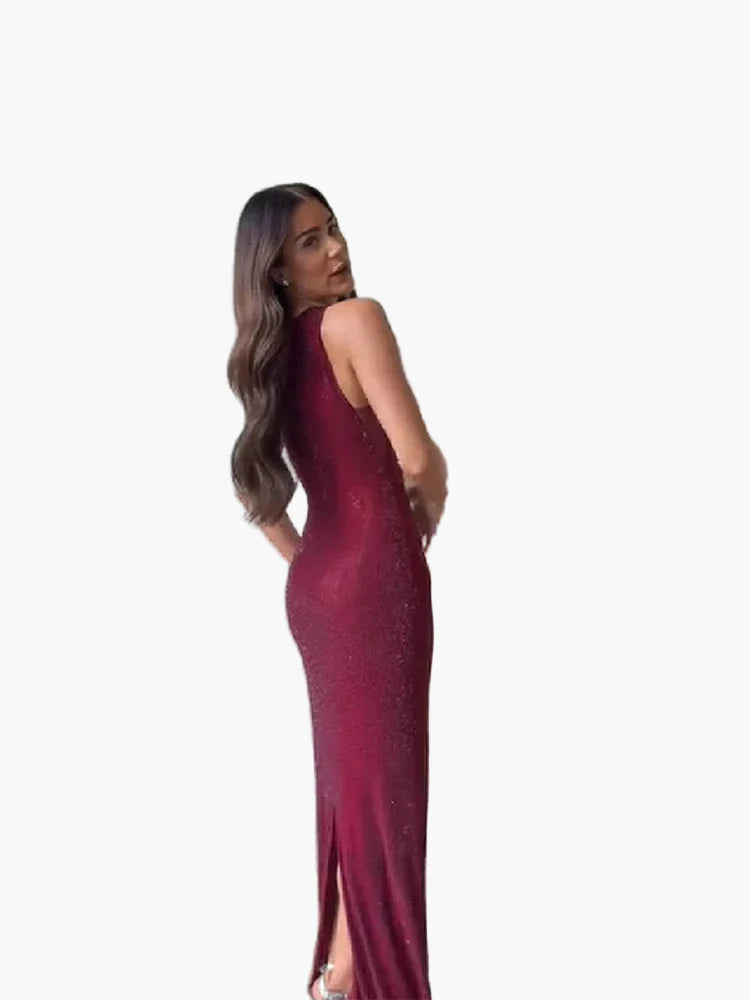 Abito da sera da donna elegante, aderente, scintillante e lungo fino a terra – Perfetto per occasioni festive