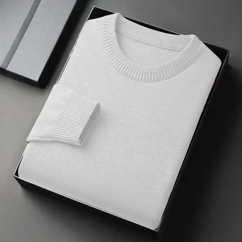 Unisex Basic Pullover Rundhals Langarm Strickpullover Einfarbig