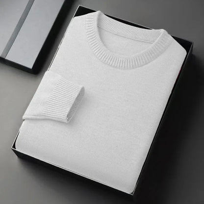 Unisex Basic Pullover Rundhals Langarm Strickpullover Einfarbig
