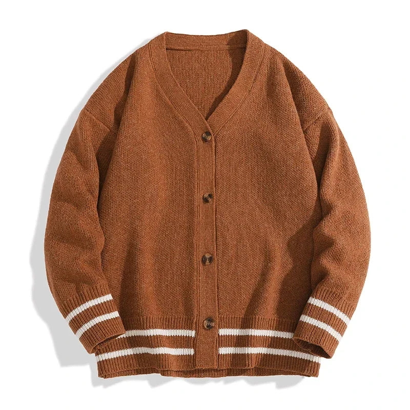 Cardigan med V-hals og striber, unisex