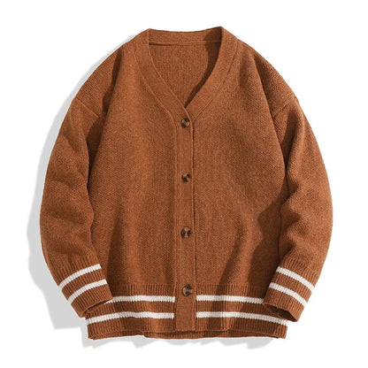 Cardigan med V-hals og striber, unisex