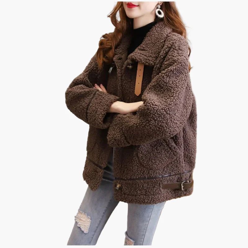 Damen Teddyfell Übergangsjacke – Modischer Freizeit-Look für Herbst & Winter