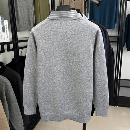 Maglione da uomo con colletto a camicia a righe – Look business casual elegante per ufficio e vita quotidiana