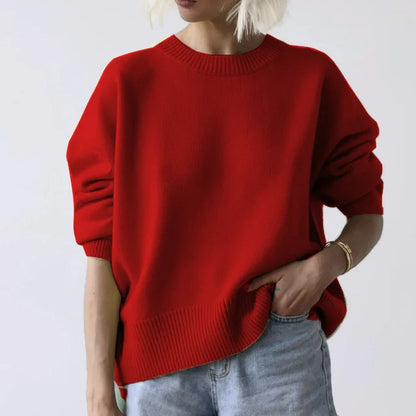 Pullover da donna in maglia oversize a maniche lunghe con scollo rotondo