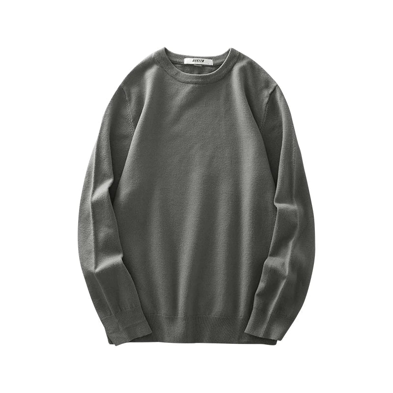 Pullover unisex a maniche lunghe, girocollo, in maglia fine con polsini a coste