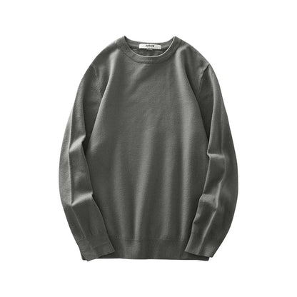 Pullover unisex a maniche lunghe, girocollo, in maglia fine con polsini a coste