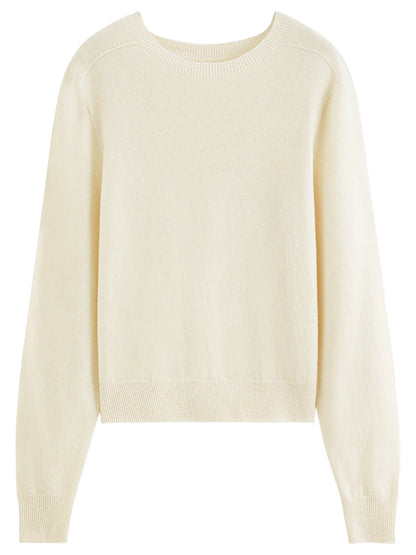 Damen Pullover Rundhals Langarm Strickpullover Rippbündchen
