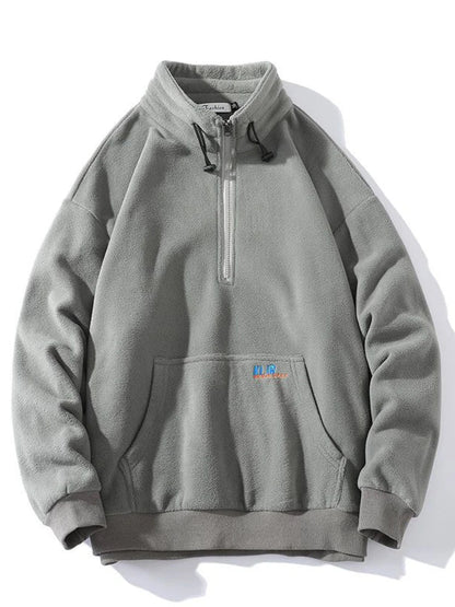 Unisex Fleecejacke mit Stehkragen und Reißverschluss