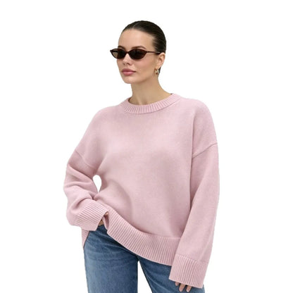 Pull oversize pour femme à col rond, pull en maille, coupe ample