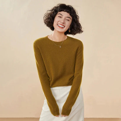 Pull femme col rond manches longues en maille