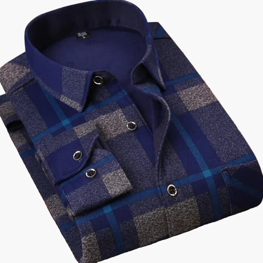 Camicia da uomo casual a quadri, camicia moderna a maniche lunghe per quotidiano e ufficio