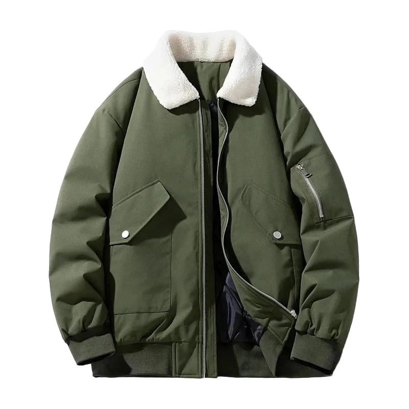 Herren Winter Bomberjacke mit Teddykragen – Modischer Freizeit- und Alltagsbegleiter
