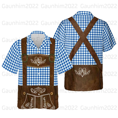Chemise à manches courtes avec motif Oktoberfest et aspect à bretelles pour homme