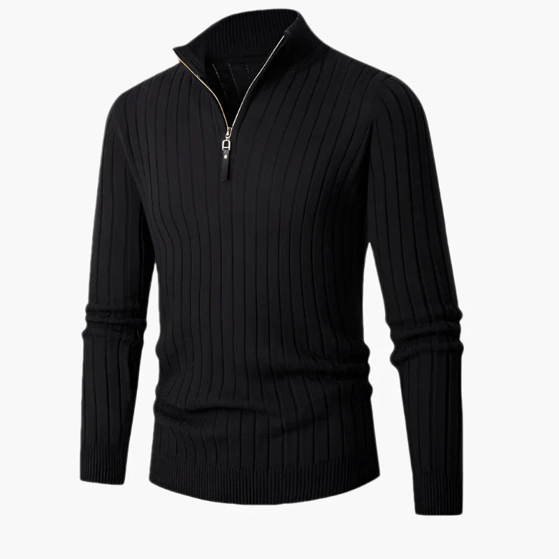 Męski sweter dziany ze stójką i półzamkiem – Elegancki sweter na co dzień i do biura