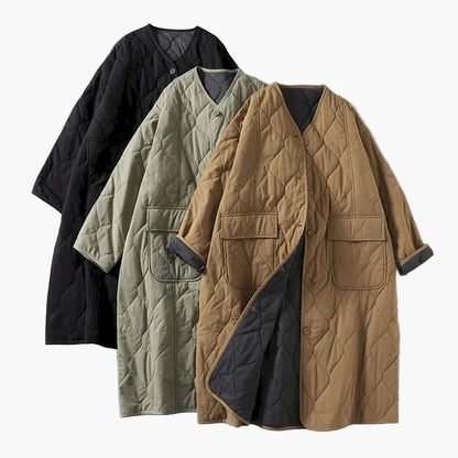 Dame quiltet frakke oversized stil til efterår og vinter – Afslappet komfort med store lommer