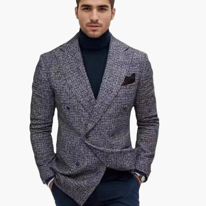 Męska nowoczesna dwurzędowa marynarka – elegancki blezer biznesowy i casual